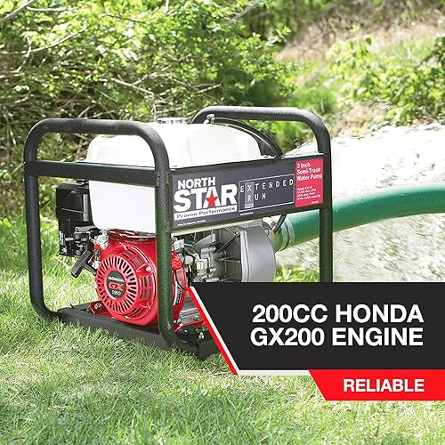 Miniatura 4 de NorthStar Bomba de semi-basura extendida - puertos de 3 pulgadas 15850 GPH capacidad de sólidos de 34 pulgadas motor Honda GX200 de 200 cc