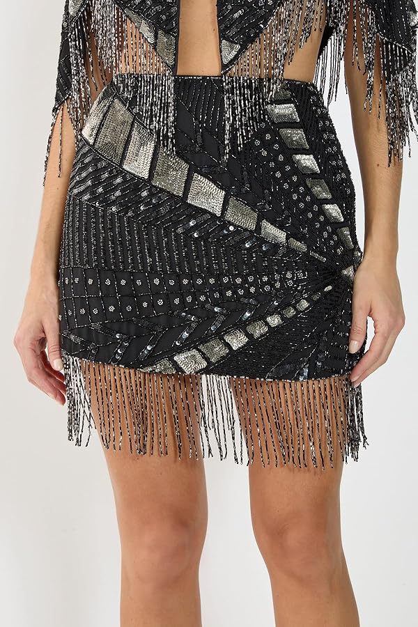 Nasty Gal Hand Embellished Panelled Tassel Mini Skirt by Nasty Gal - Image 2