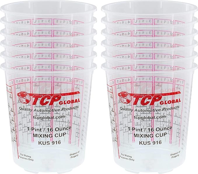 Custom Shop Pack of 12 Each 16 Ounce Paint Mixing Cups = 1 Pint Cups