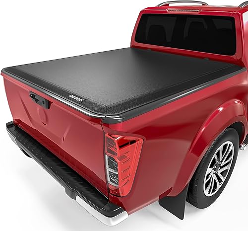 oEdRo Cubierta suave de tres pliegues para caja de camioneta compatible con Nissan Frontier 2005-2024 (no para México) caja de 5 pies
