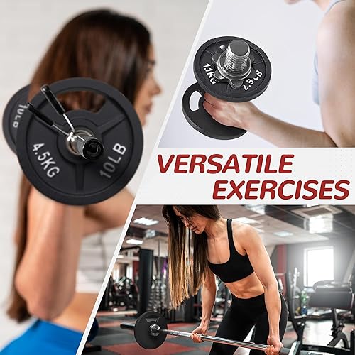 Miniatura 7 de Fitvids Placa de pesas olímpica de 2 pulgadas y de hierro fundido estándar de 1 pulgada para entrenamiento de fuerza y levantamiento de pesas,