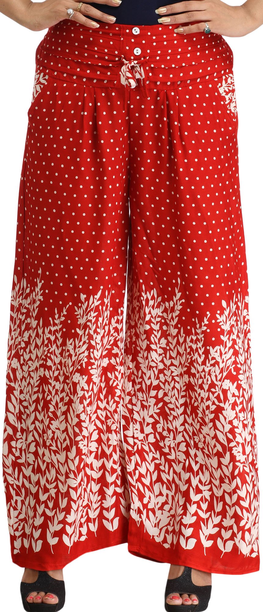Printed Casual Palazzo Pants with Side Pockets