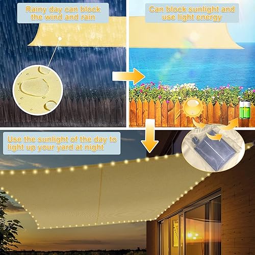 Miniatura 6 de Toldo LED impermeable de 10 x 11.5 pies, LED integrado, 8 modos de parpadeo, 98% de protección UV, adecuado para patio, jardín, estacionamiento