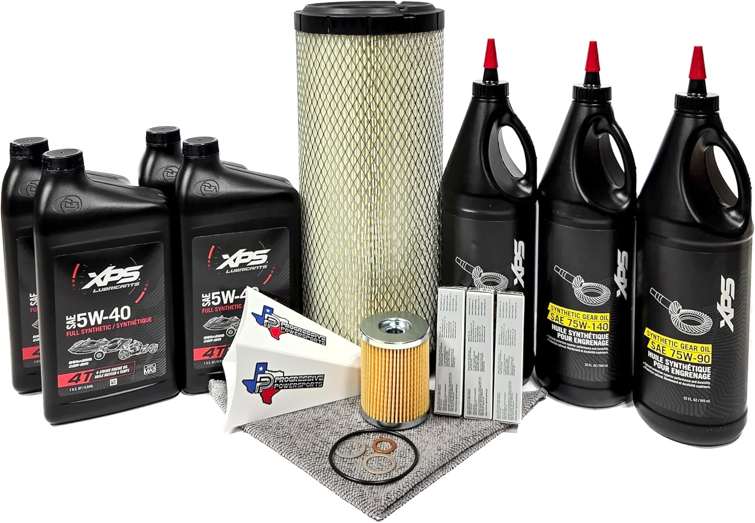Progressive Powersport's Full Service Oil Change Maintenance Kit Bundle Compatible w/Can-Am Defender HD11 (only) - Oils, Filters, and Spark Plugs Included C01