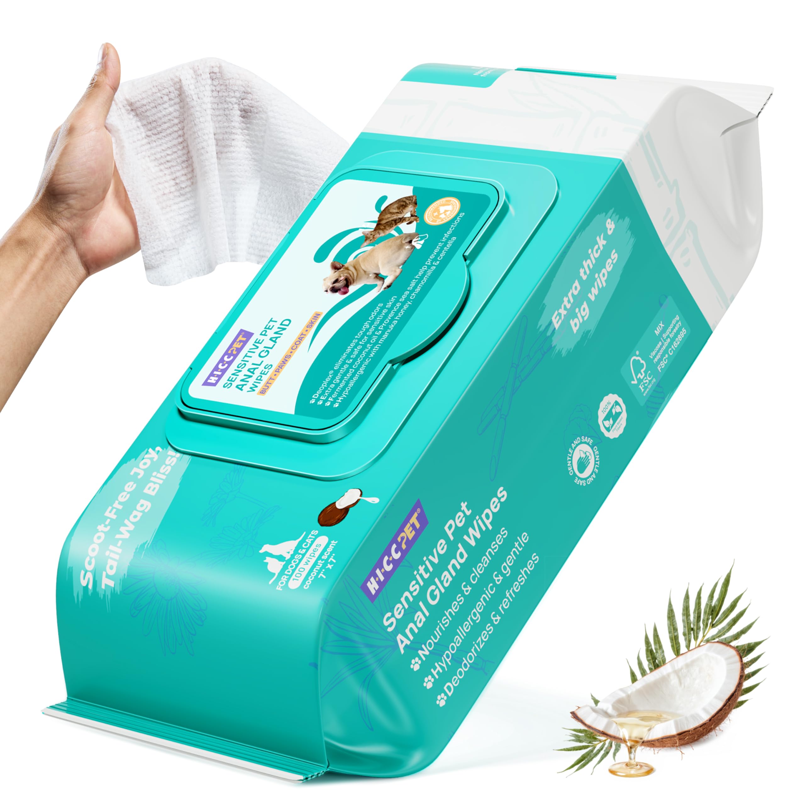 HICC PET Dog Wipes for Butt and Paws