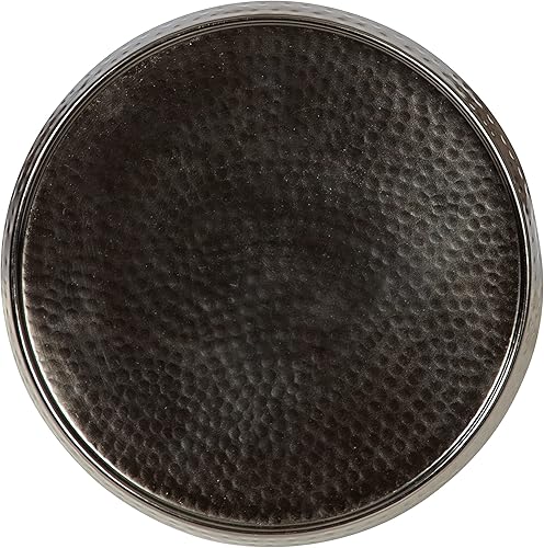 Miniatura 41 de Kate and Laurel Sanzo - Mesa moderna de pedestal para bebidas; 9 x 9 x 23; latón antiguo y negro; mesa auxiliar decorativa con mesa martillada para