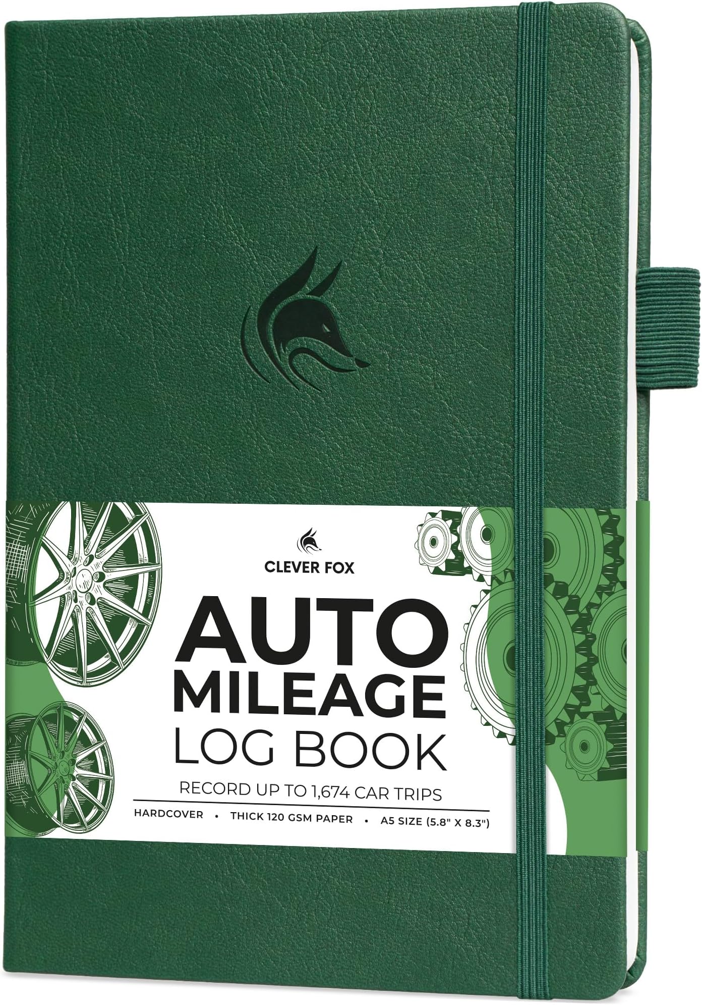 Clever Fox Auto Mileage Log Book โ Vehicle Logbook with Mileage, Expense, Gas Consumption & Lubrication Trackers โ Driving Logger for Car Records โ A5 Size, 1,674 Mileage Entries (Forest Green)