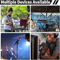 Vista 7 de 4 Pack Universal Adjustable Mic Clips for Stands, Wireless Microphone Holder with 5/8 to 3/8 Inch Adapter, 180° Adjustable Knob, Secure Clamp for