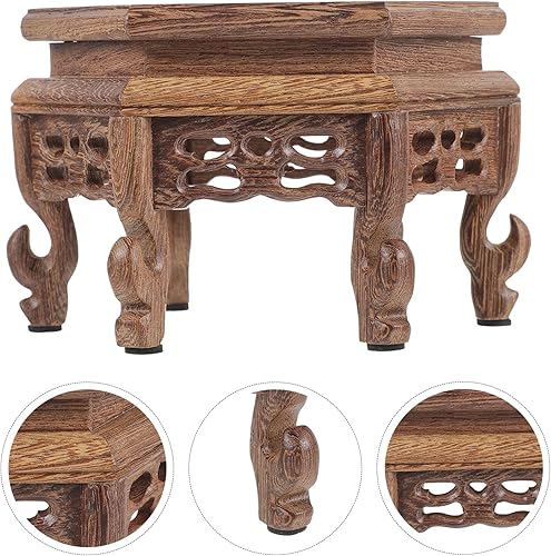Miniatura 6 de Didiseaon Taburete de madera para plantas, soporte de exhibición chino, soporte retro para maceta, estante decorativo para jardinera, estante para