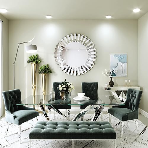 Miniatura 7 de KOHROS Espejos redondos decorativos para decoración de pared, espejo circular de 32 pulgadas, diseño de explosión de sol, espejo de pared moderno