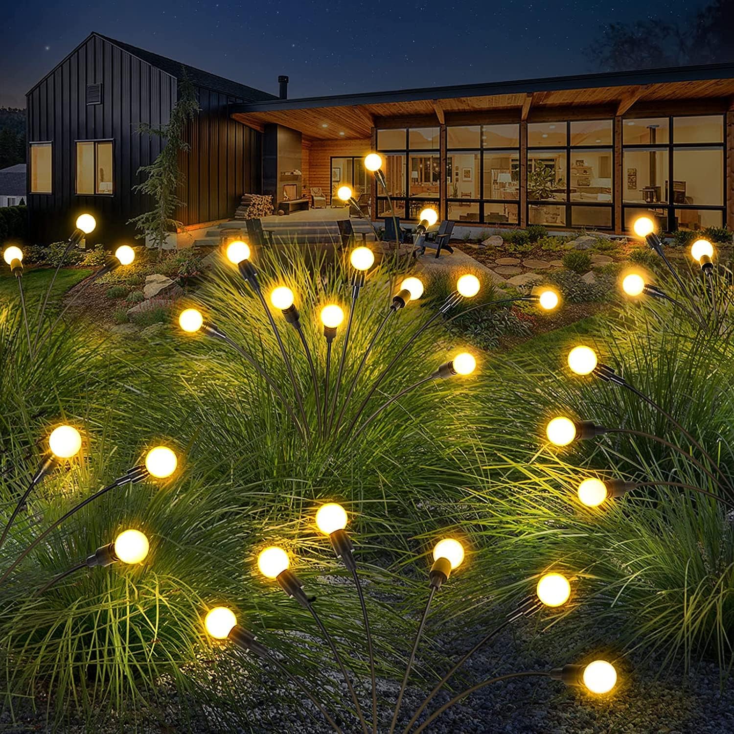 Solar Garden Lights, 2 Pcs Solar Firefly Lights, 8 LED Solar Outdoor Lights