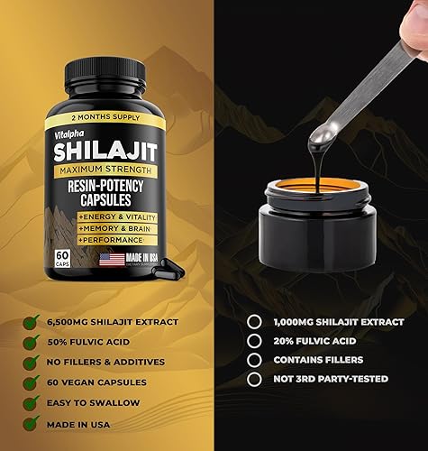 Miniatura 2 de Cápsulas naturales de potencia de resina Shilajit (50% ácido fúlvico)  Shilajit orgánico puro del Himalaya fabricado en Estados Unidos  85+