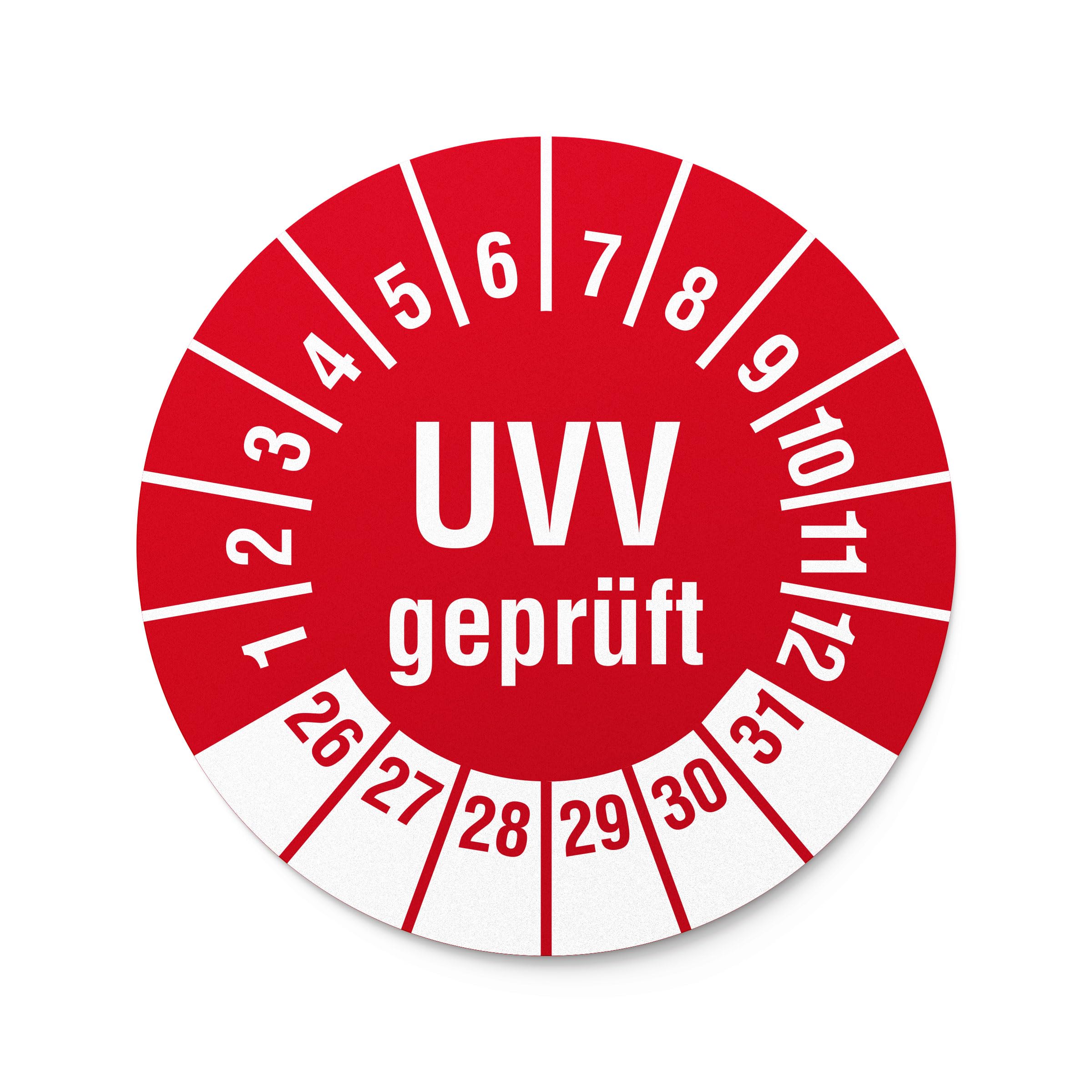 Labelident Prüfplaketten UVV geprüft - Ø 30 mm - 1.000 auf Rolle, 2026-2031, selbstklebend