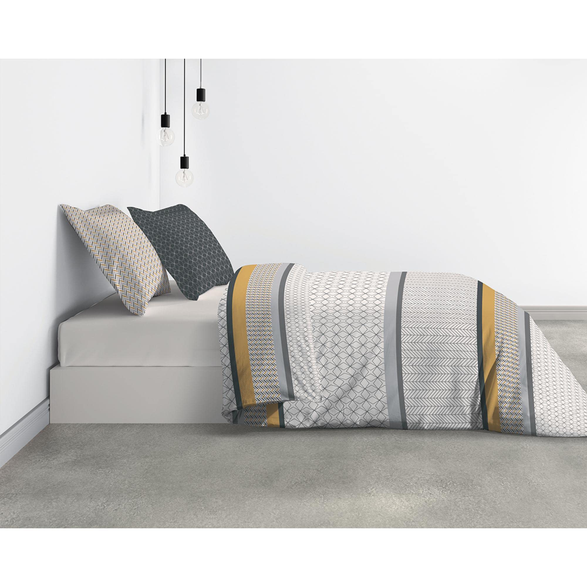 Les Ateliers du Linge Parure de lit 2 Personnes Gosipi avec Housse de Couette et taies d'oreiller Imprime 260 x 240 cm