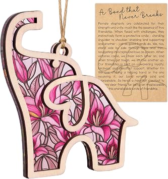 Best Friend Birthday Gifts, Friendship Elephant Ornament, Elephant Gift for Women, Unique for Friends, Birthday for Friends Pink
