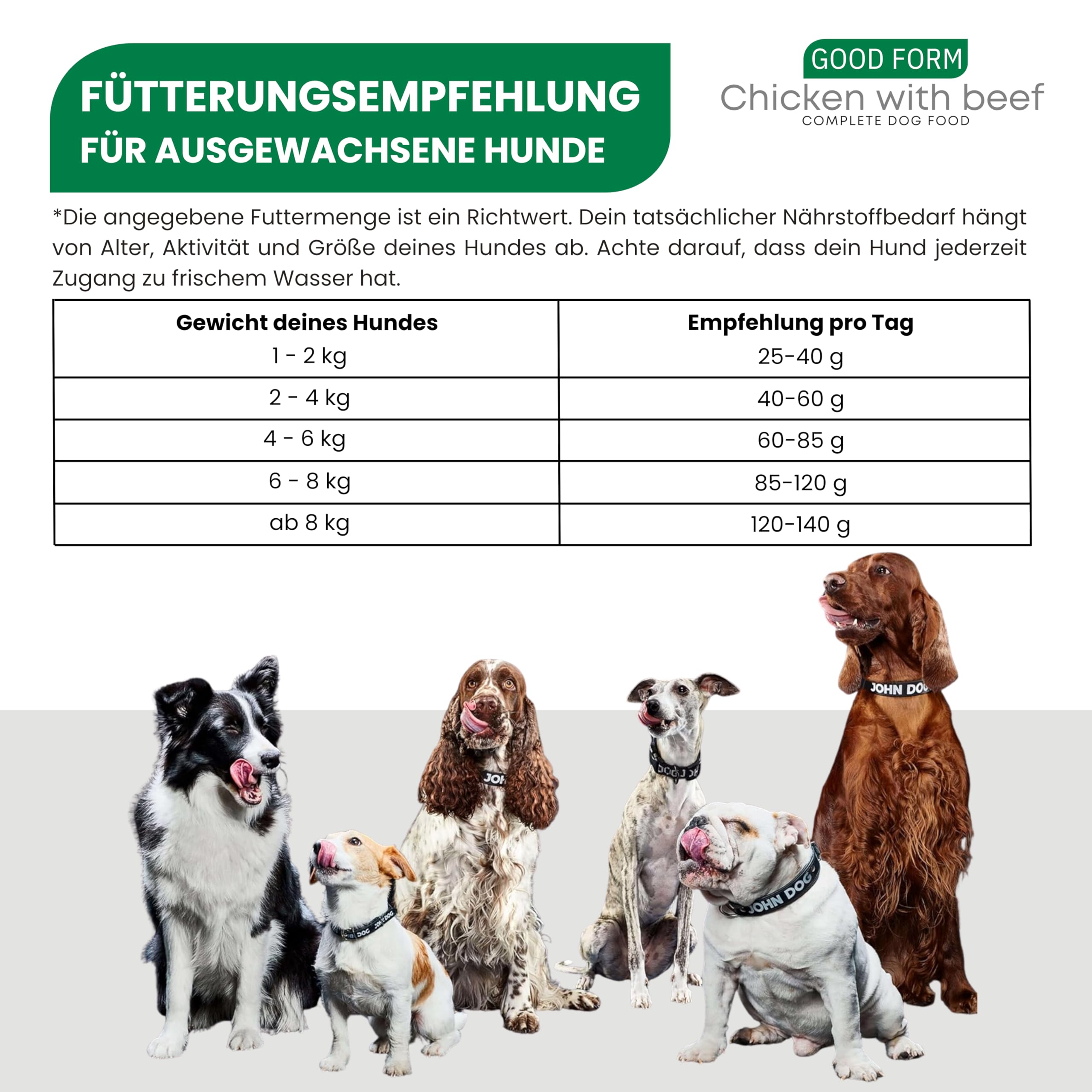 JOHN DOG Trockenfutter für Hunde - Good Form Huhn mit Rind - Hundefutter für Erwachsene Hunde Mini- und kleine Rassen - Glutenfrei und hohe Qualität - 12kg