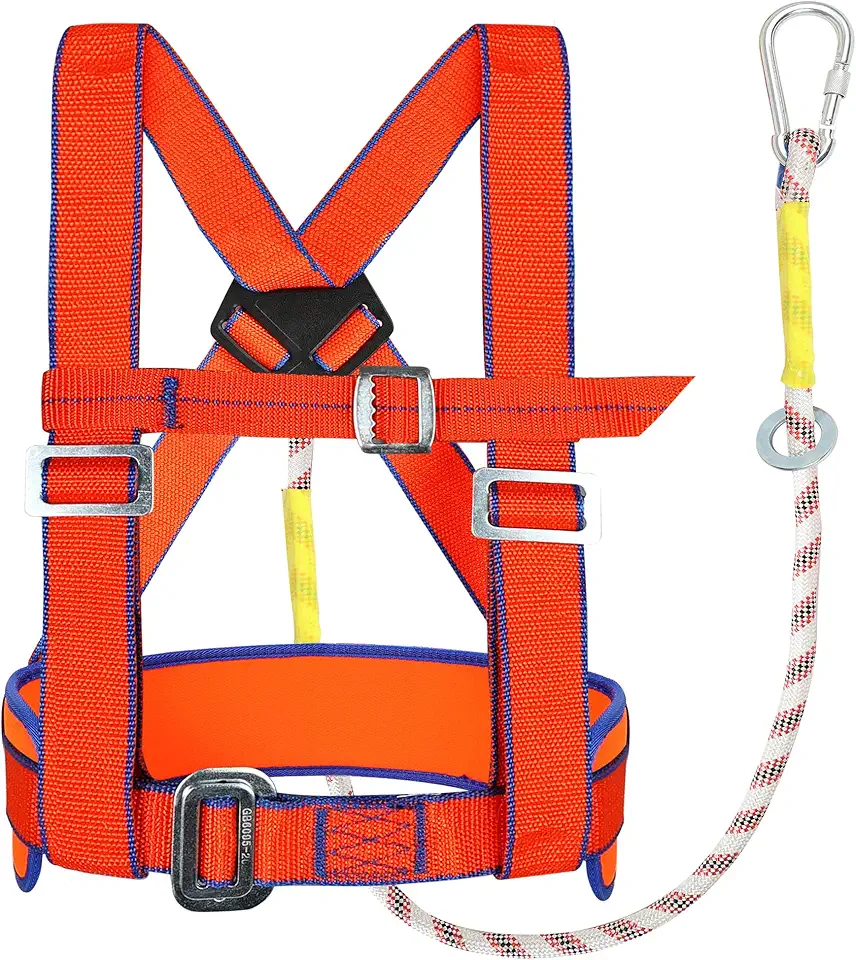 TRSMIMA Safety Harness Fall Protection - Half-Body Roofing Harness kit with 6 ft Lanyard and Padded Shoulder - ANSI Standard