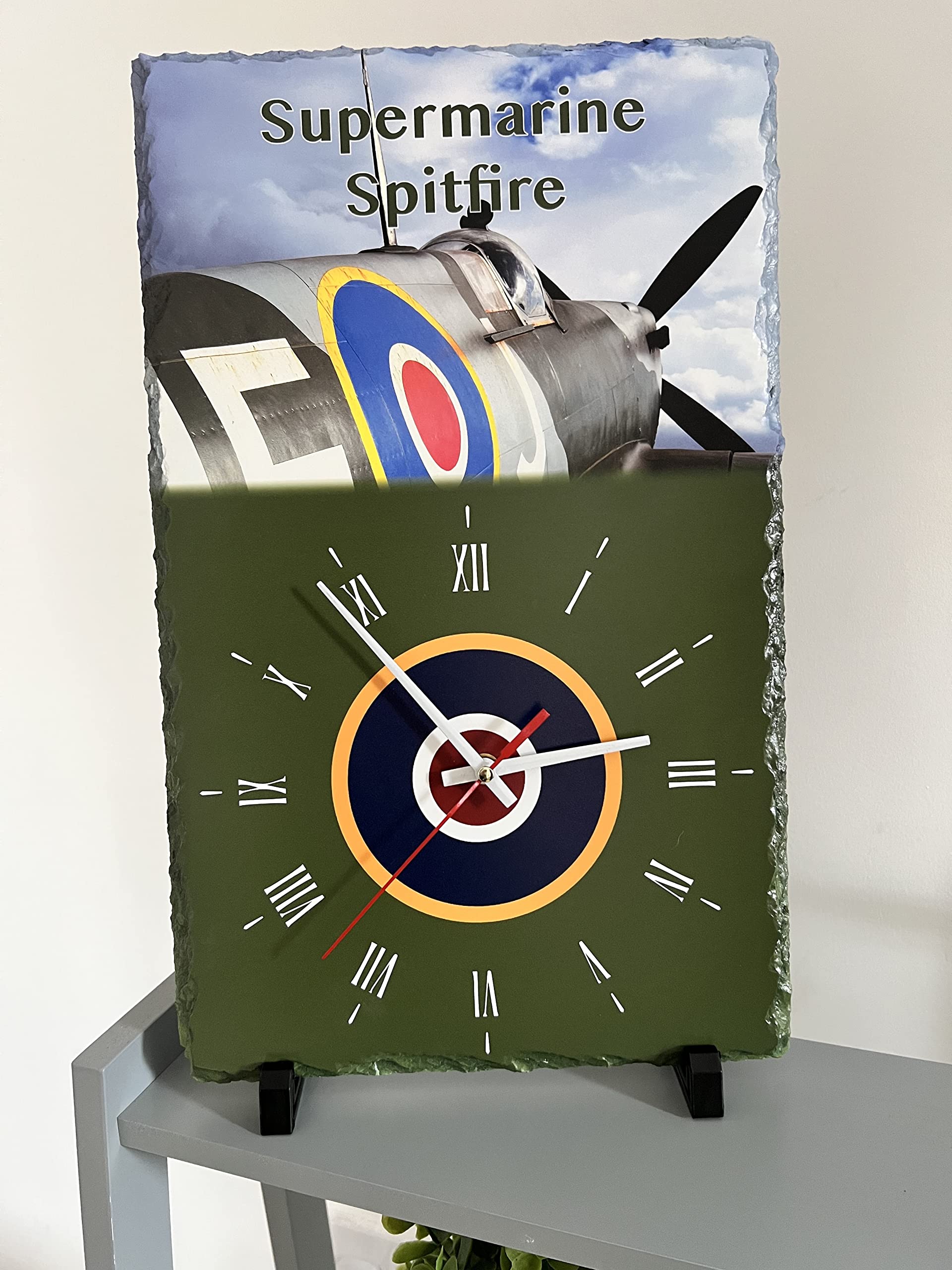 Submarine Spitfire Slate clock, 400mm x 250mm