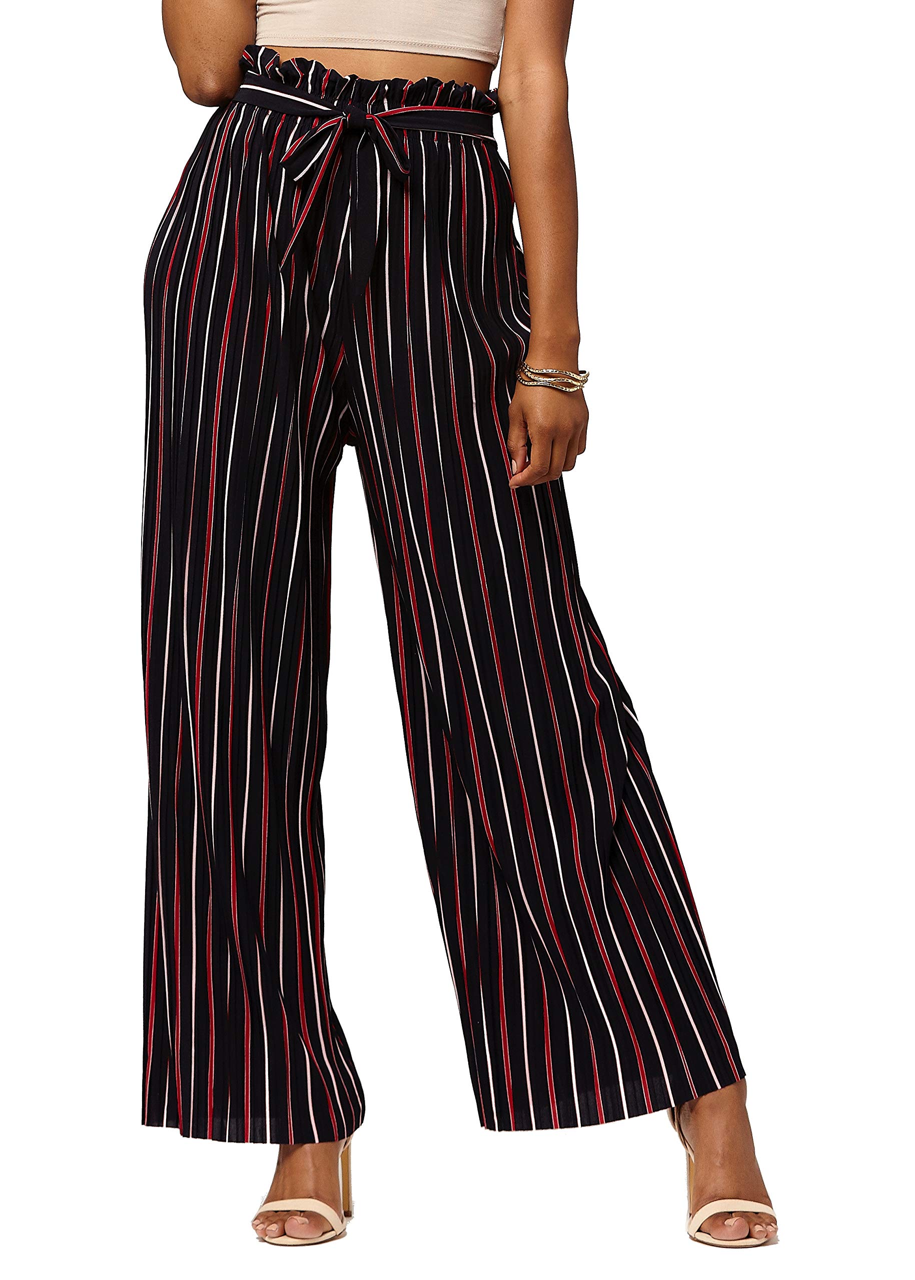 Regular and Plus Sizes Premium Stretch Palazzo Pants for Women High Waisted Micro Pleated