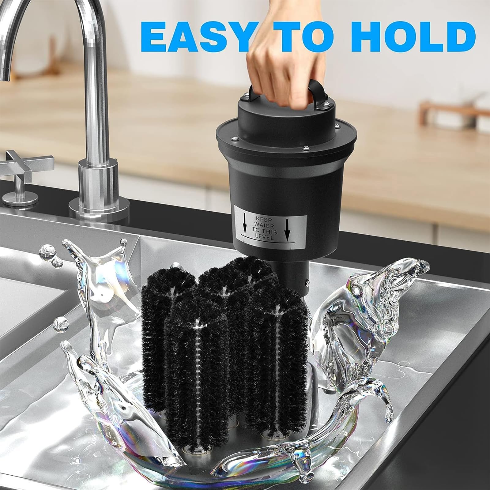 Laveuse électrique pour verre, 5 brosses en acier inoxydable, 230 W, 1200 tasses/heure, nettoyage à 360° pour bar et cuisine