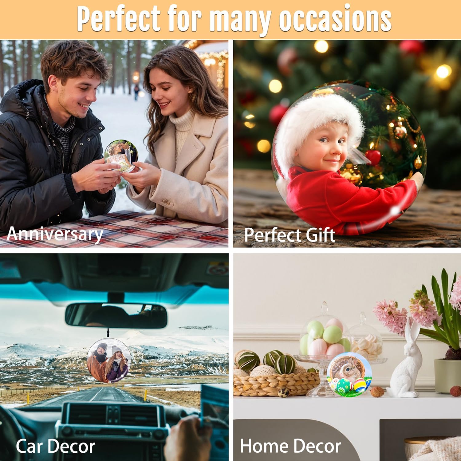 2026 New Christmas Memory Sphere Lamp, Personalized 2.7" 3D Crystal Ball Video Player with APP Custom Photo/Video WiFi Upload, Hanging Memory Orb for Couple Anniversary Birthday (Pink)