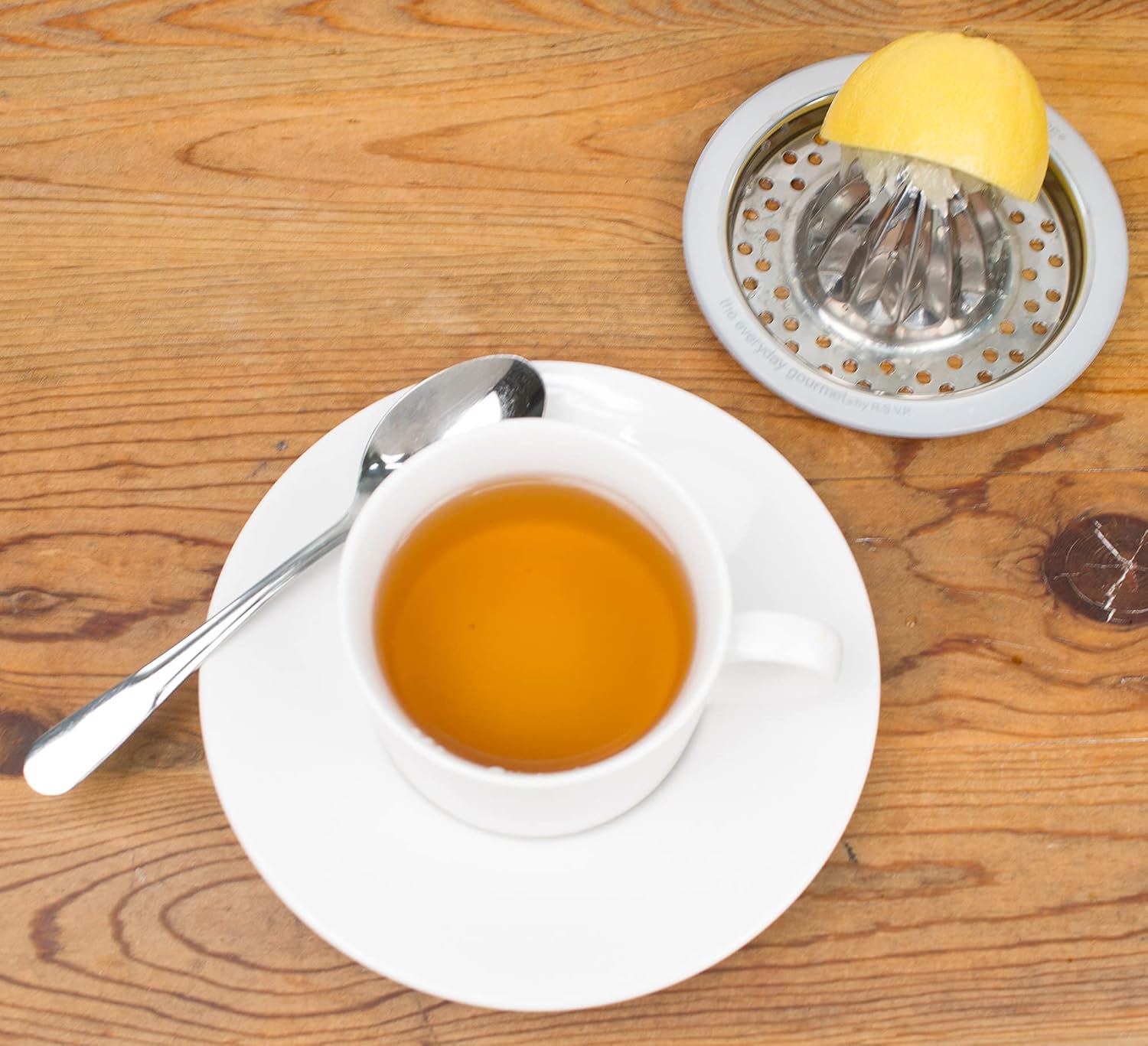 RSVP International Endurance® (JUC-PYX) Manual Hand Citrus Juicer Squeezer, Stainless Steel, 4.75 Inch Dia. | Use w/ Pyrex Cups, Bowls | For Oranges, Grapefruits, Lemons | Dishwasher Safe,Silver : Everything Else