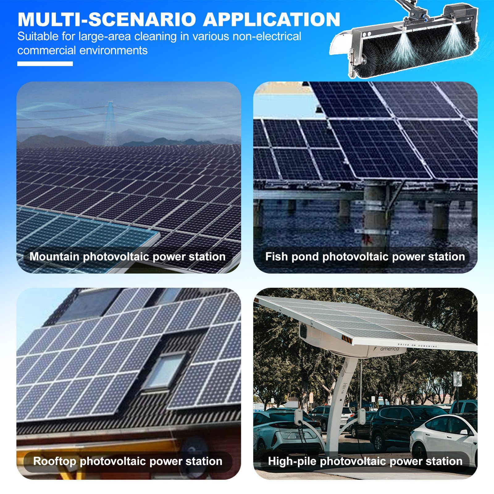 Automatisches Solarpanel-Reinigungsset – 360°-Drehbürste, 60 cm Teleskopstange, Fensterreiniger Für Den Außenbereich Mit Wasseranschluss, Nass- Und Trockenreinigung,5.5m/18ft-version