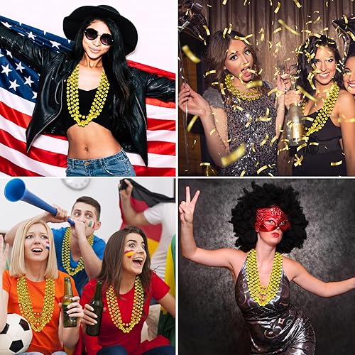 Miniatura 6 de Collares de cuentas doradas metálicas de 0.47 pulgadas, 15 cuentas de Mardi Gras de 33 pulgadas, collares redondos de cuentas a granel, collar de