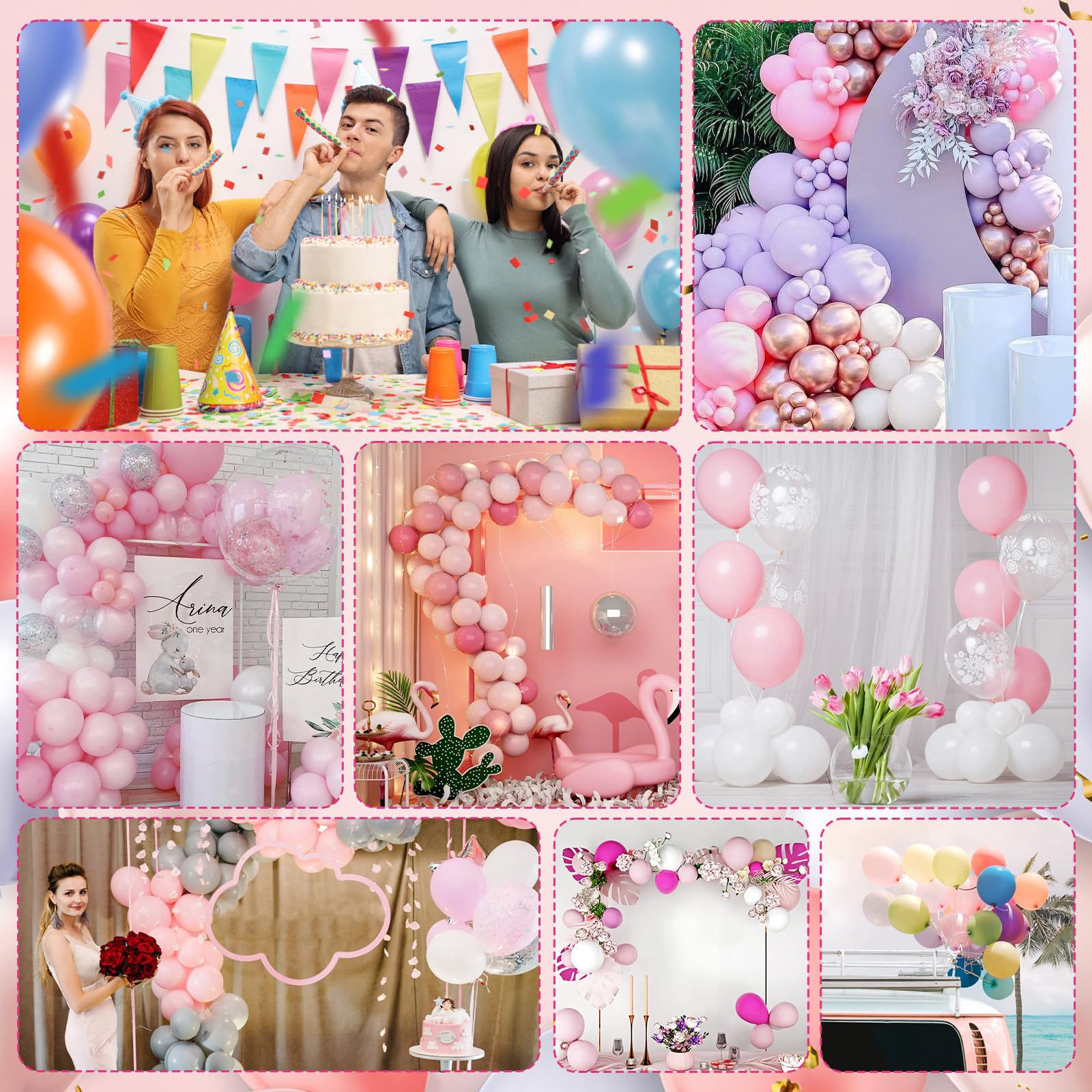 HELESIN Pompe à Ballons Électrique, Gonfleur Ballon Portable avec 4 Accessoires, Pompe à Air Electrique avec Gonfleur à Double Buse, Pompe Ballon d'anniversaire, Fête, Décoration de Noël