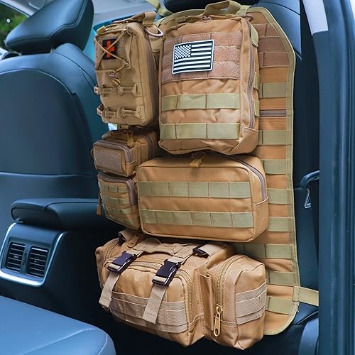 Miniatura 94 de Organizador táctico universal para respaldo de asiento, bolsa de almacenamiento con 5 bolsas Molle desmontables para todos los vehículos como Jeep