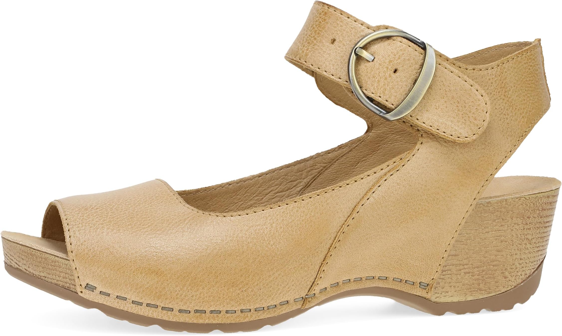 Dansko Tiana Slip-On Platform Sandal for Women – Cushioned, Contoured Footbed for All-Day Comfort and Support – Hook & Loop Strap with Buckle Detail – Lightweight Rubber Outsole