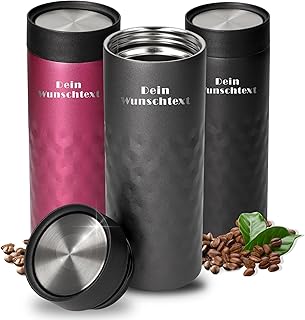 Kubek termiczny z personalizacją "Crystal" 450 ml – szczelny kubek do kawy na wynos – kubek ze stali nierdzewnej z pokrywką 360 stopni – spersonalizowany pomysł na prezent dla mężczyzn i kobiet, kolor