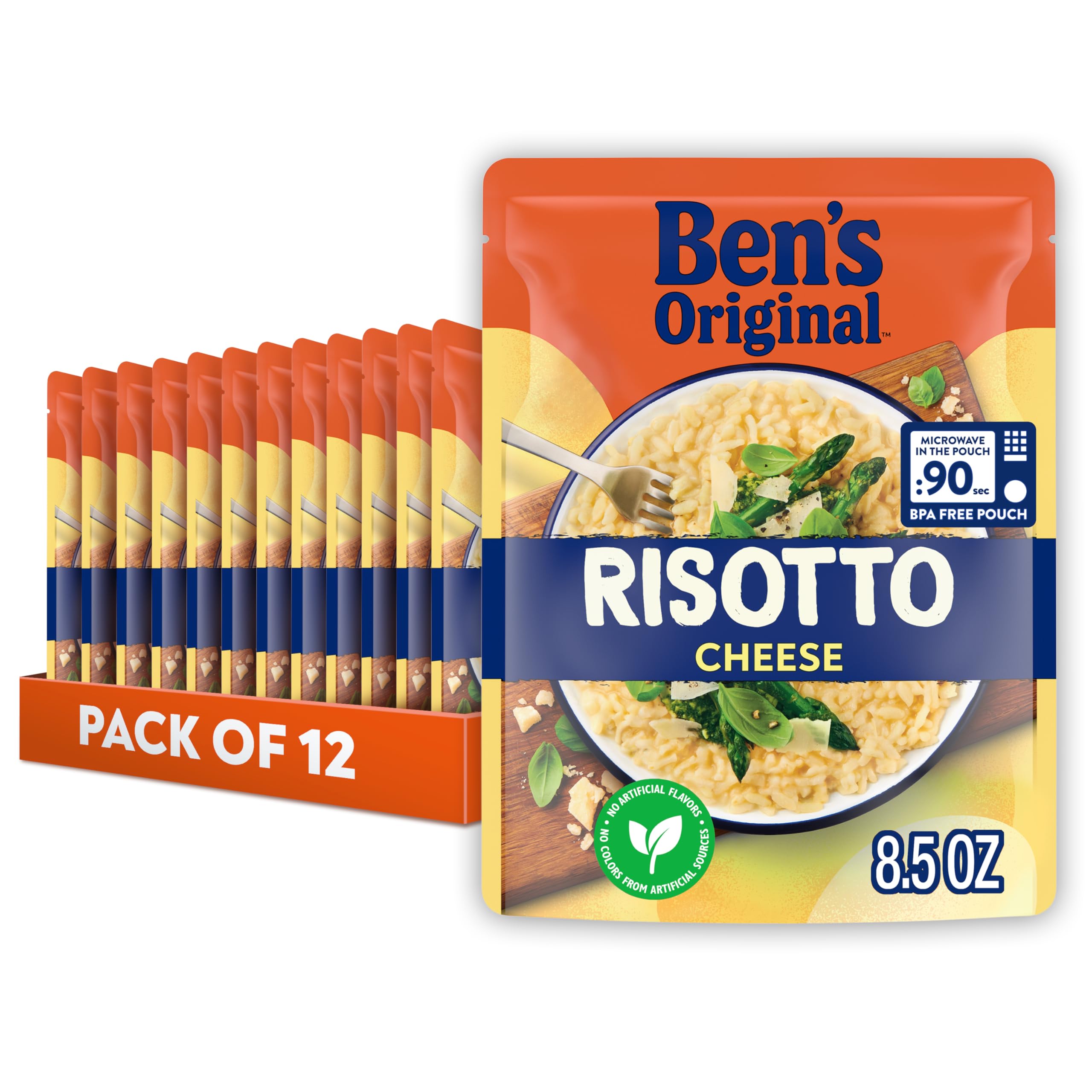 BEN'S ORIGINAL Risotto Cheese Flavored Rice, Easy Dinner Side, 8.5 oz Pouch (Pack of 12)