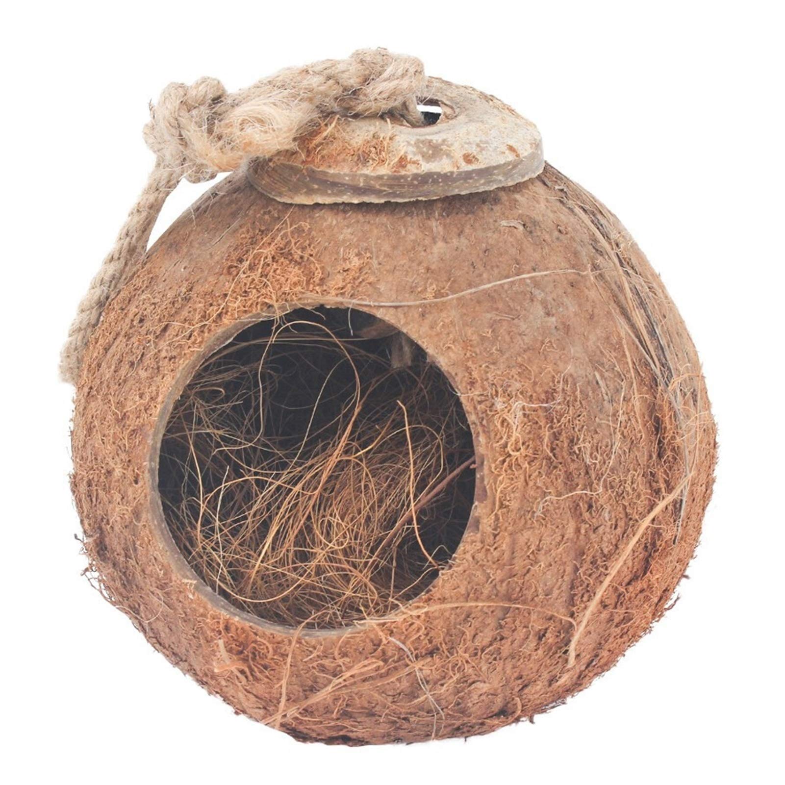 Domek dla ptaków Czysty naturalny ogród na zewnątrz Wiszące ptasie gniazdo, piwonia Skóra tygrysa Domek dla ptaków z łupin kokosa, średnica 13-14 cm, 14-16 cm (rozmiar: 13-14 cm)