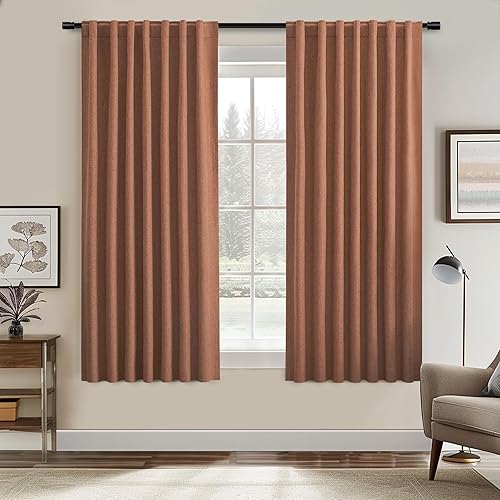 UHITECH Cortinas opacas de 63 pulgadas de largo para dormitorio, para sala de estar, paneles de ventana, aislamiento térmico, cortinas de