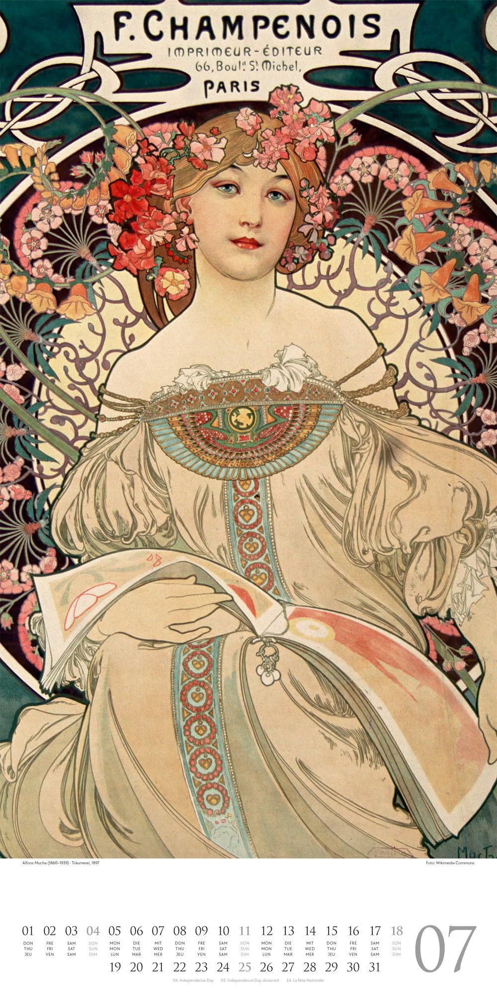 Alfons Mucha Kalender 2027: Geschmackvoller Kunst-Kalender im schlanken Hochformat (33x66 cm) | Plakatkunst des Jugendsstils