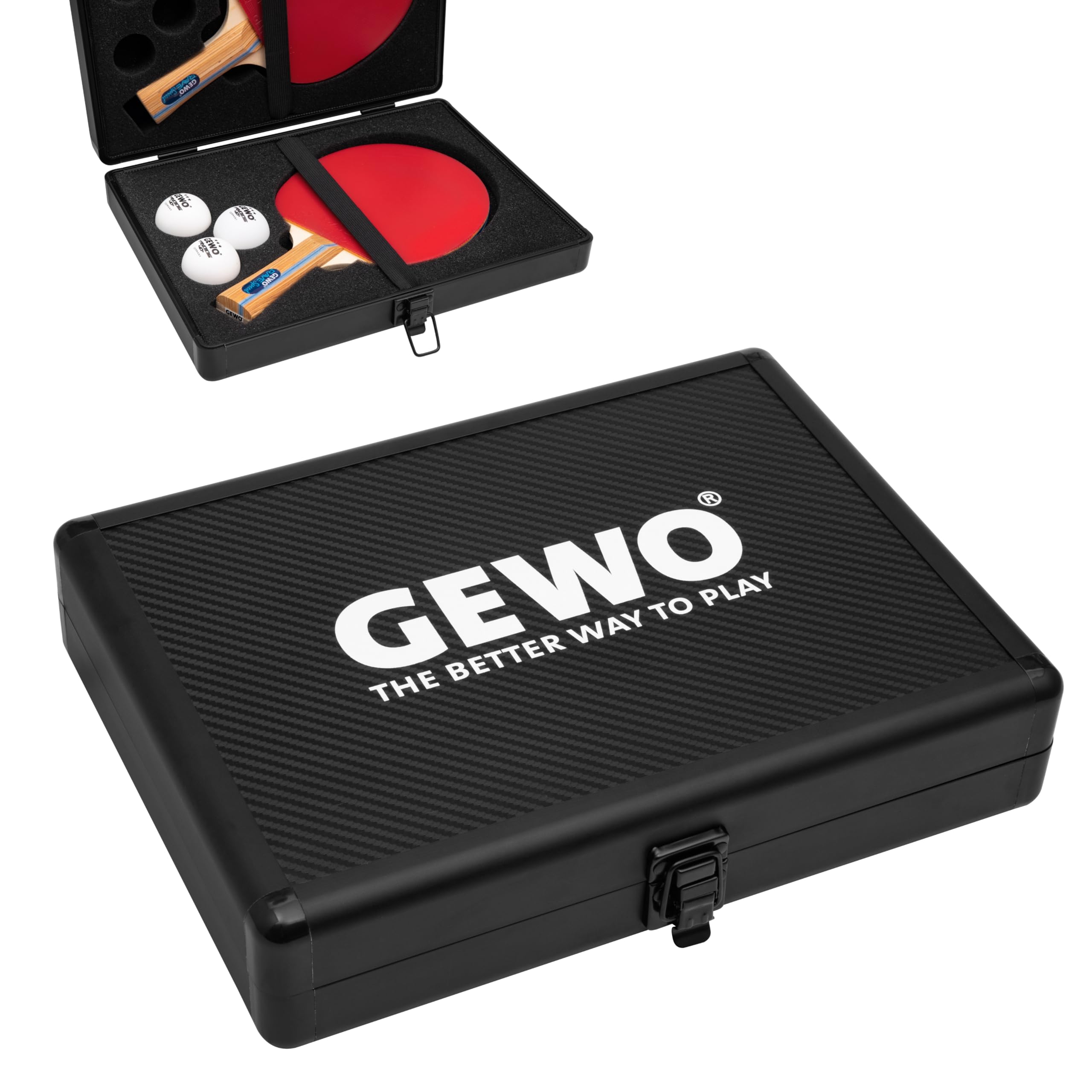 GEWO Double Mallette de Tennis de Table en Aluminium – Housse Robuste pour 2 Raquettes et 3 balles – Sac de Tennis de Table résistant aux Chocs avec Fermeture sécurisée – Idéal pour Les Tournois et