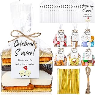 Mooliwe 50 Set S'mores Kit 4 x 2 x 8 S'more Bags Flat Bottom Gusseted Ce...