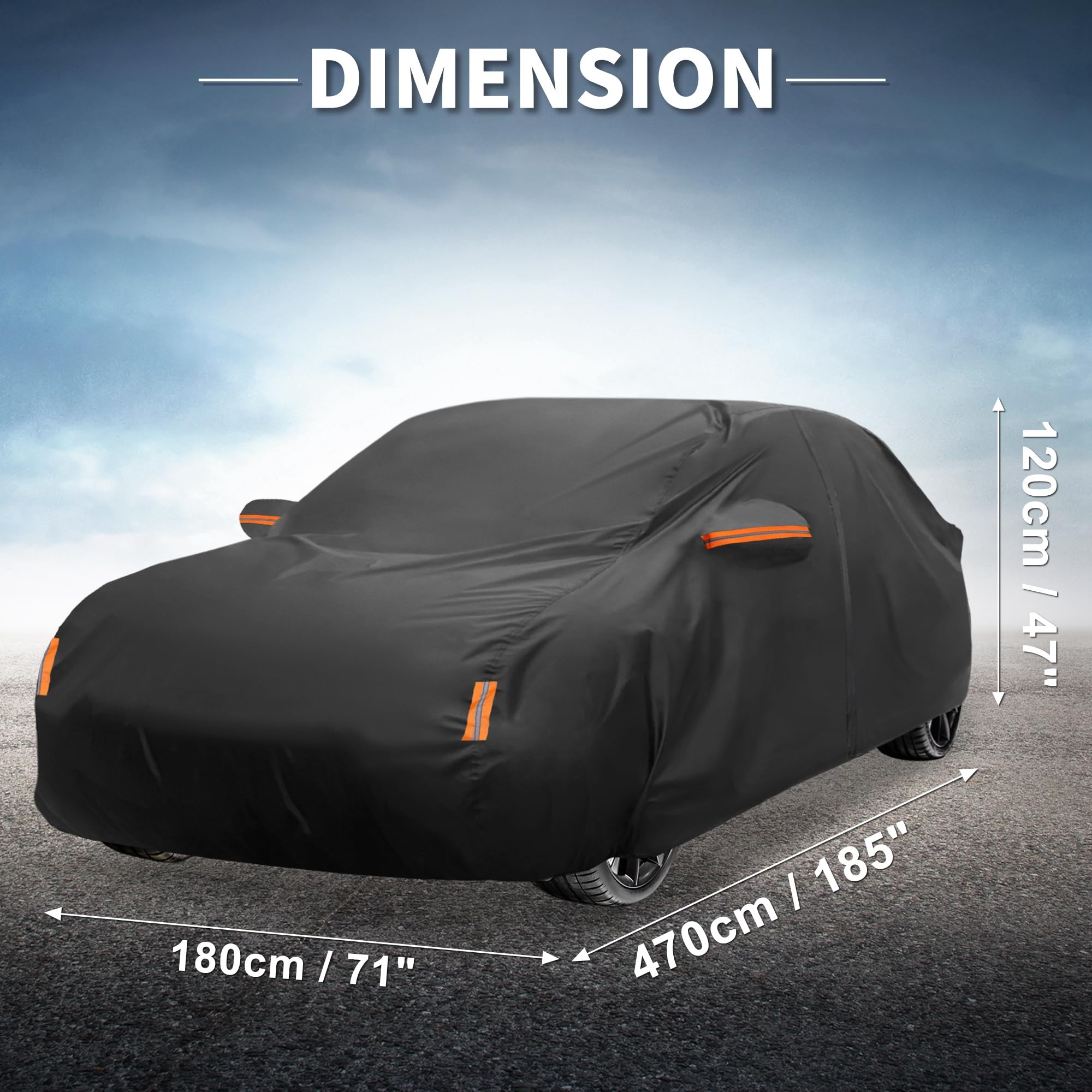 X AUTOHAUX Car Cover for Honda Civic Sedan Coupe 210D-PU Outdoor Full Car Cover All Weather with Door — view 8