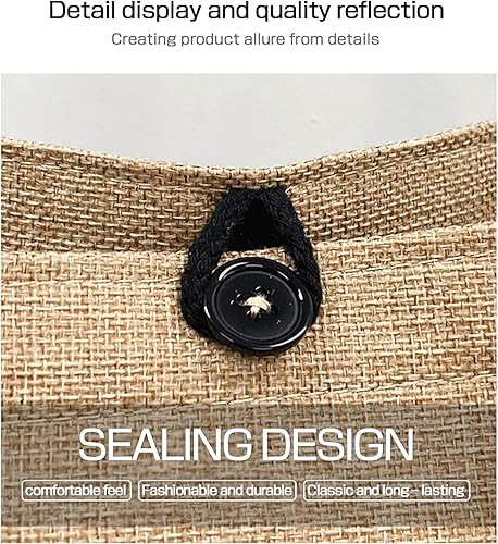 Miniatura 2 de Bolsas de yute de arpillera, bolsa de paja tejida para playa, bonita bolsa de comestibles reutilizable para gimnasio, natación, compras, viajes