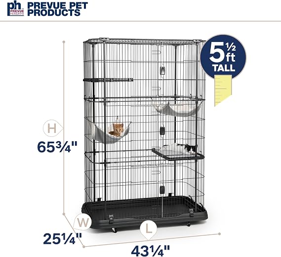 Prevue Pet Products Premium Deluxe Cat Home, Spacious Indoor Pen - Black