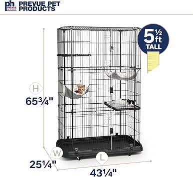 Prevue Pet Products Premium Deluxe Cat Home, Spacious Indoor Pen - Black