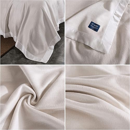 Miniatura 6 de EP Mode Manta de seda de morera de lujo con borde de seda Charmeuse (blanco susurro, King 106 x 88 pulgadas)