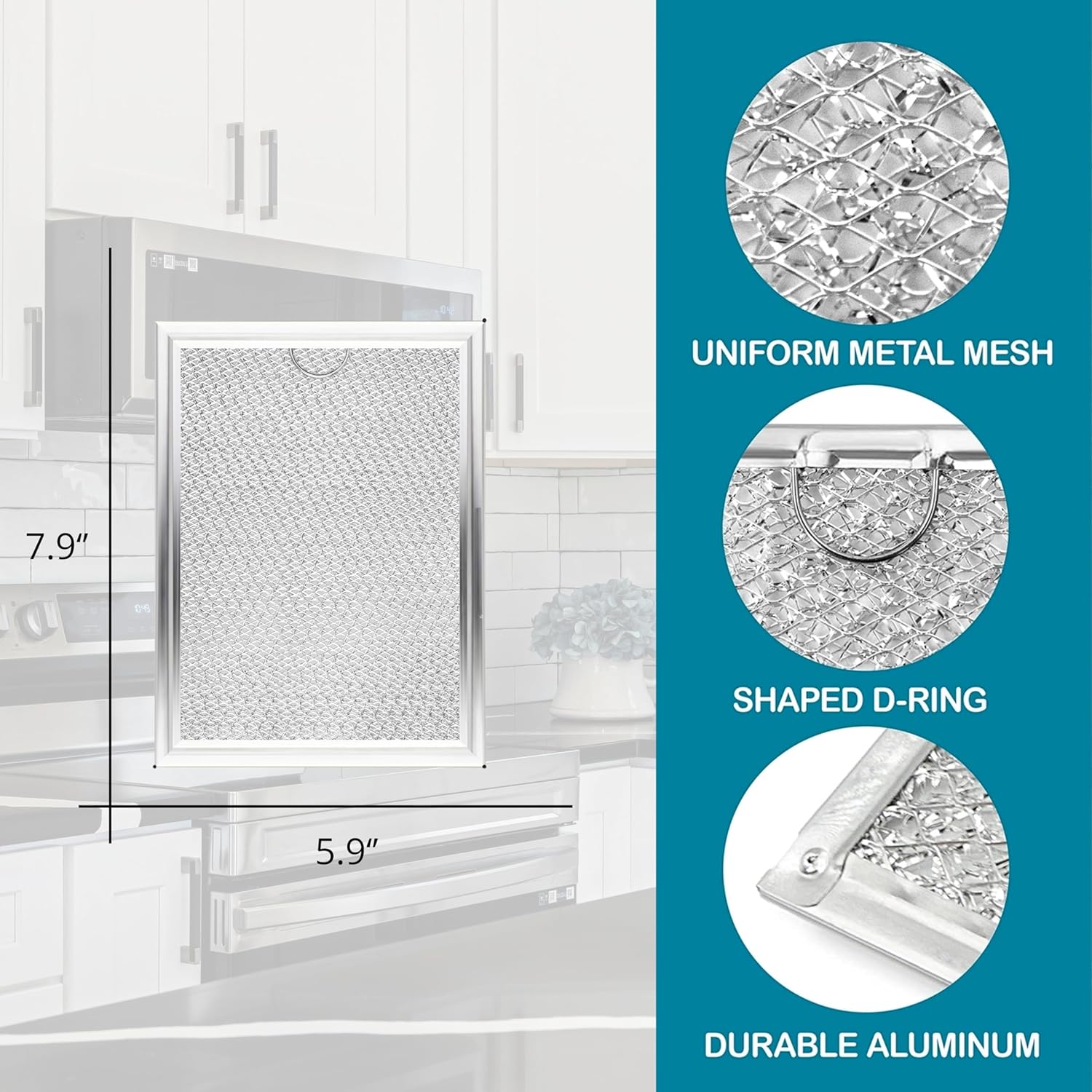 Nispira Replacement Range Hood Microwave Oven Grease Filter Compatible With Frigidaire 5303319568, 8 Filters