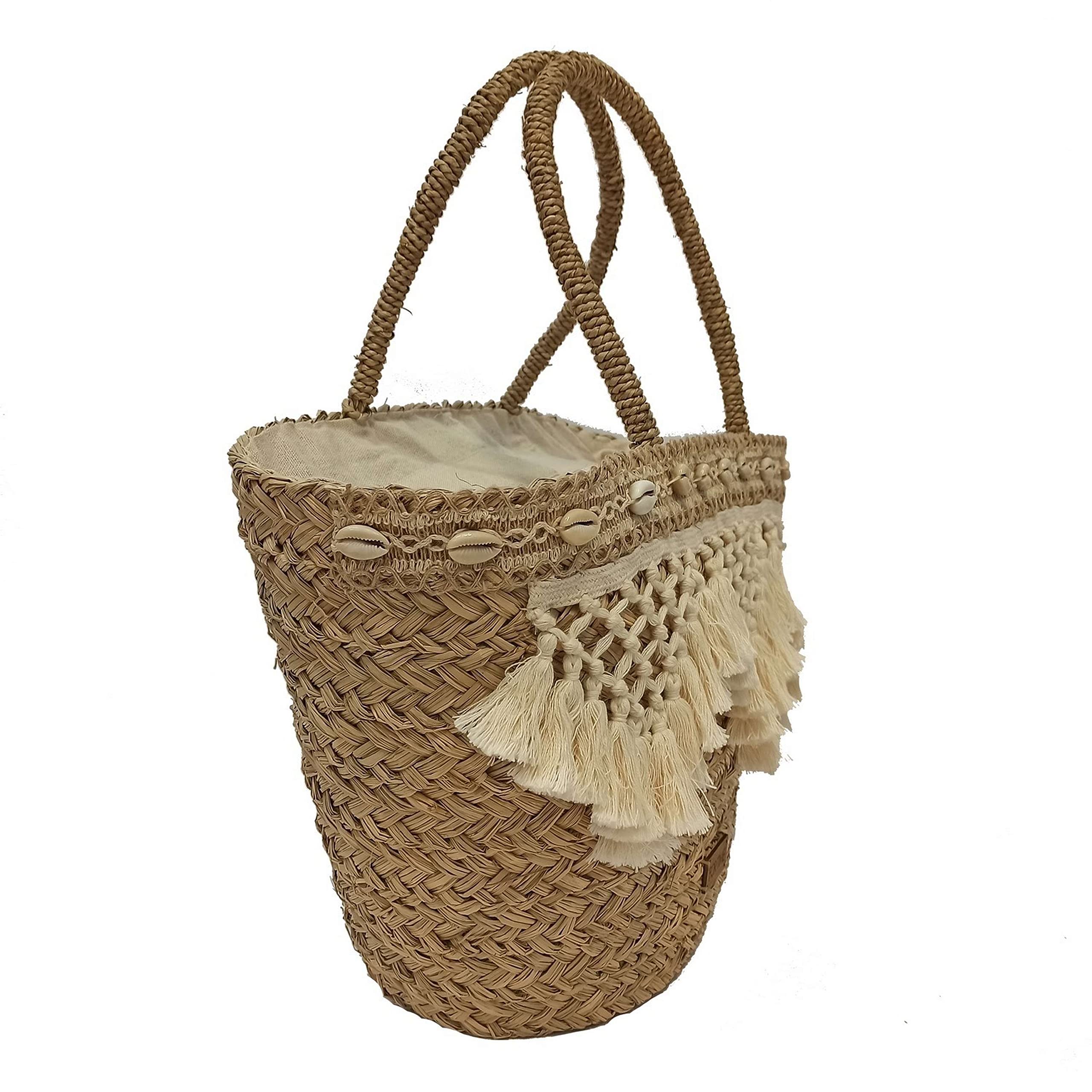 For Time Capazo de playa Bolsa de Playa para Mujer Tote de Rafia Verano Bolso Grande con Asa para Playa Bolso de mano Bolso de hombro Capazo mujer Bolso de Playa de mujer Bolso de verano Suna Natural