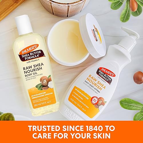 Miniatura 10 de Palmer's Aceite corporal de karité crudo con vitamina E, hidratante corporal profundo para calmar y nutrir la piel seca, sensible y propensa al