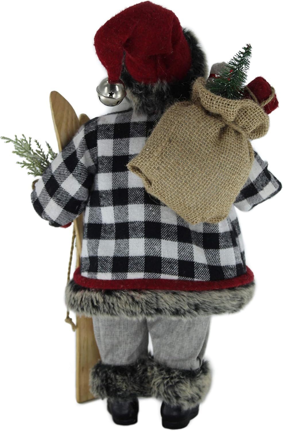 Windy Hill Collection 16" Inch Standing Skier Black & White Checkered Santa Claus Christmas Figurine Figure Decoration 169260