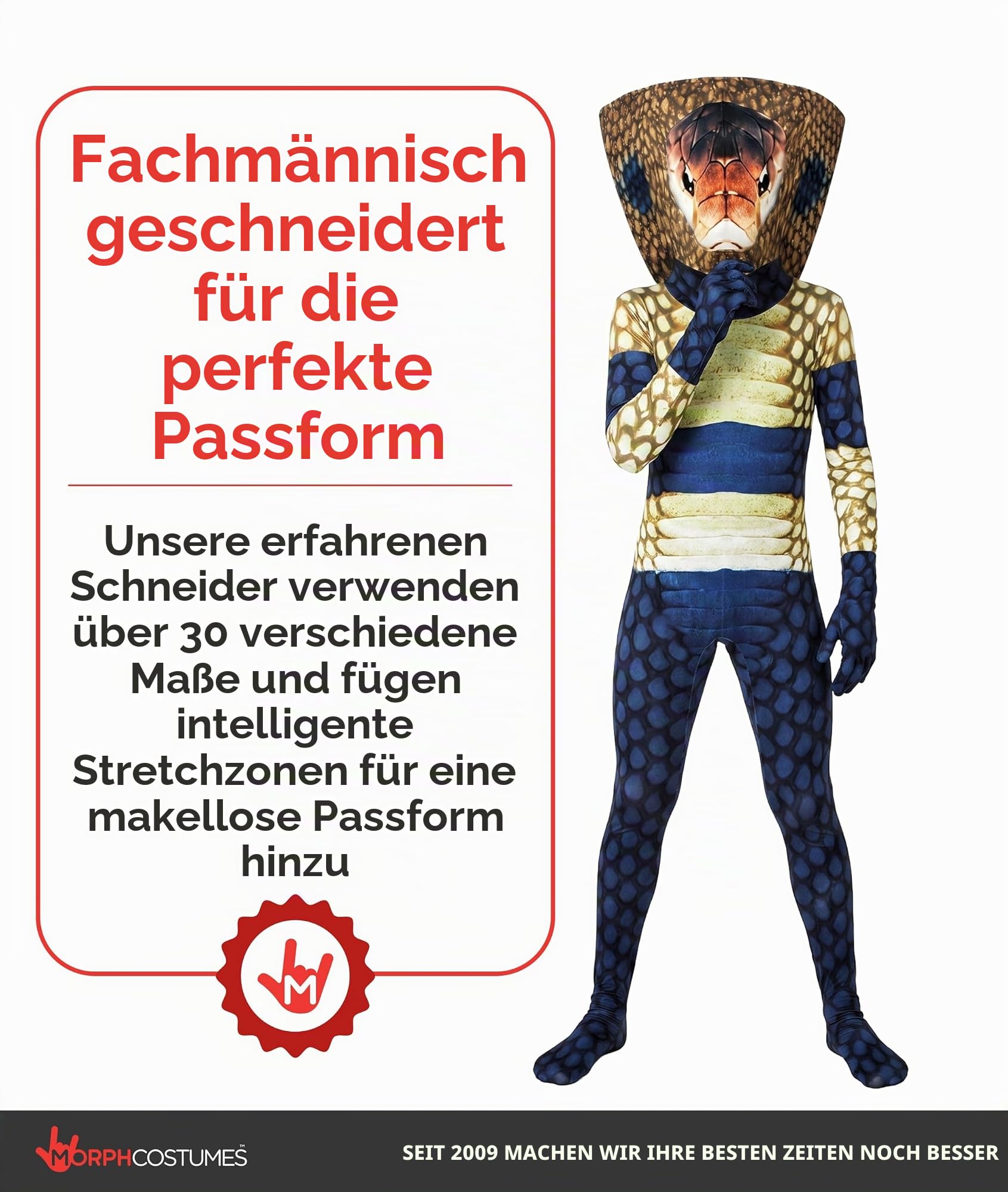 Morphsuits Schlangen Kostüm Kinder, Halloween Ganzkörper Kostüm, M