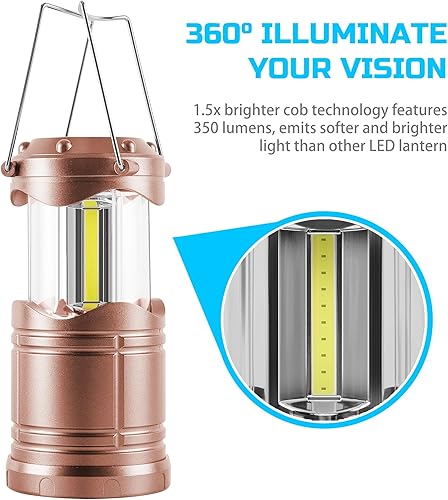 Miniatura 50 de Lichamp Paquete de 4 linternas de campamento COB, linterna portátil de alto lumen para acampar al aire libre, kit de equipo de supervivencia