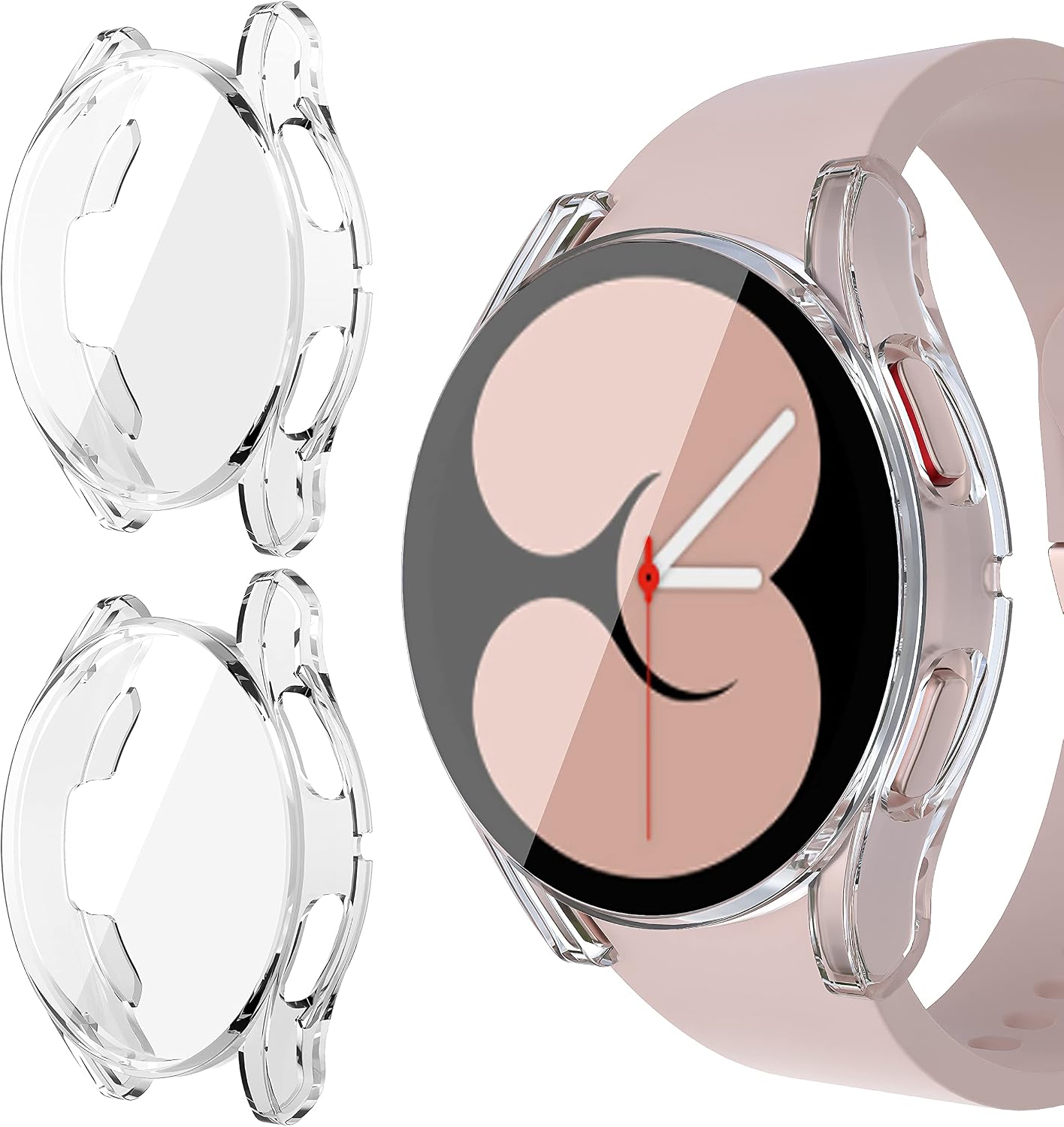 Beuxece 3 Pack Case Cover for smartGalaxy Watch 4 40mm/ 44mm, Soft TPU All-Around Bumper with Built-in Screen Protector (Clear+Clear+Clear, 44mm)